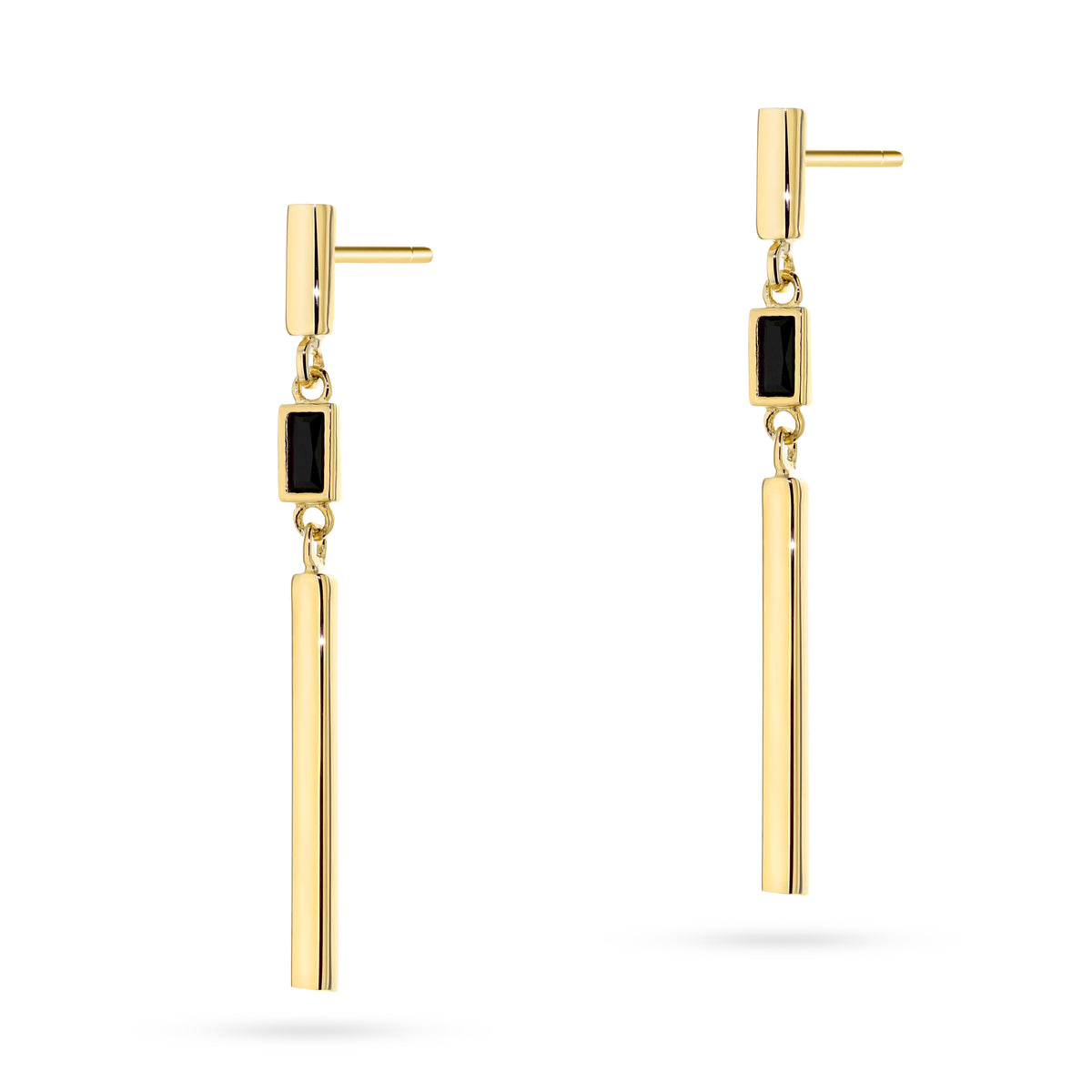 náušnice so zlatými puzetami a čiernym kameňom k-gw-1051-585