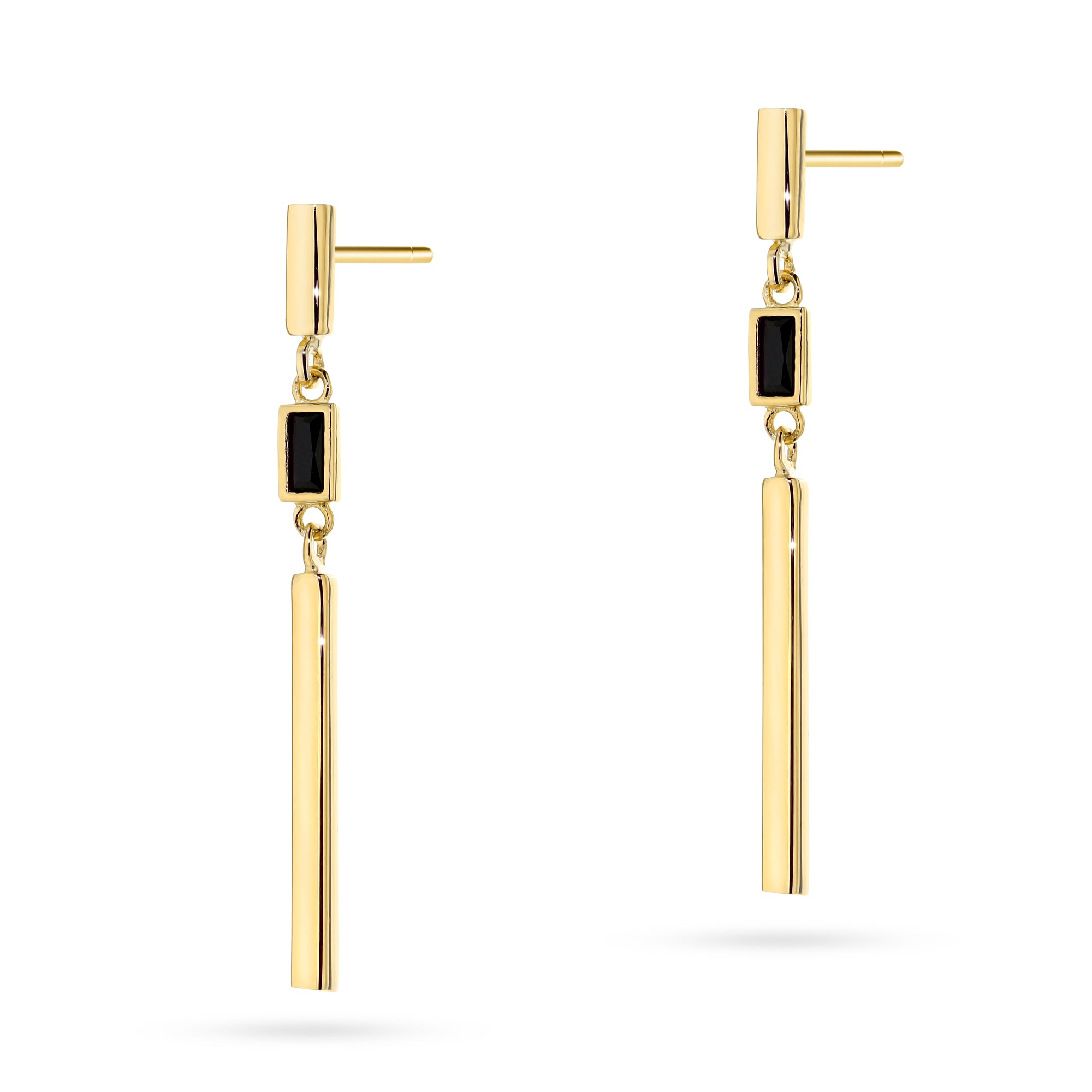 náušnice so zlatými puzetami a čiernym kameňom k-gw-1051-585