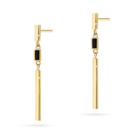 náušnice so zlatými puzetami a čiernym kameňom k-gw-1051-585