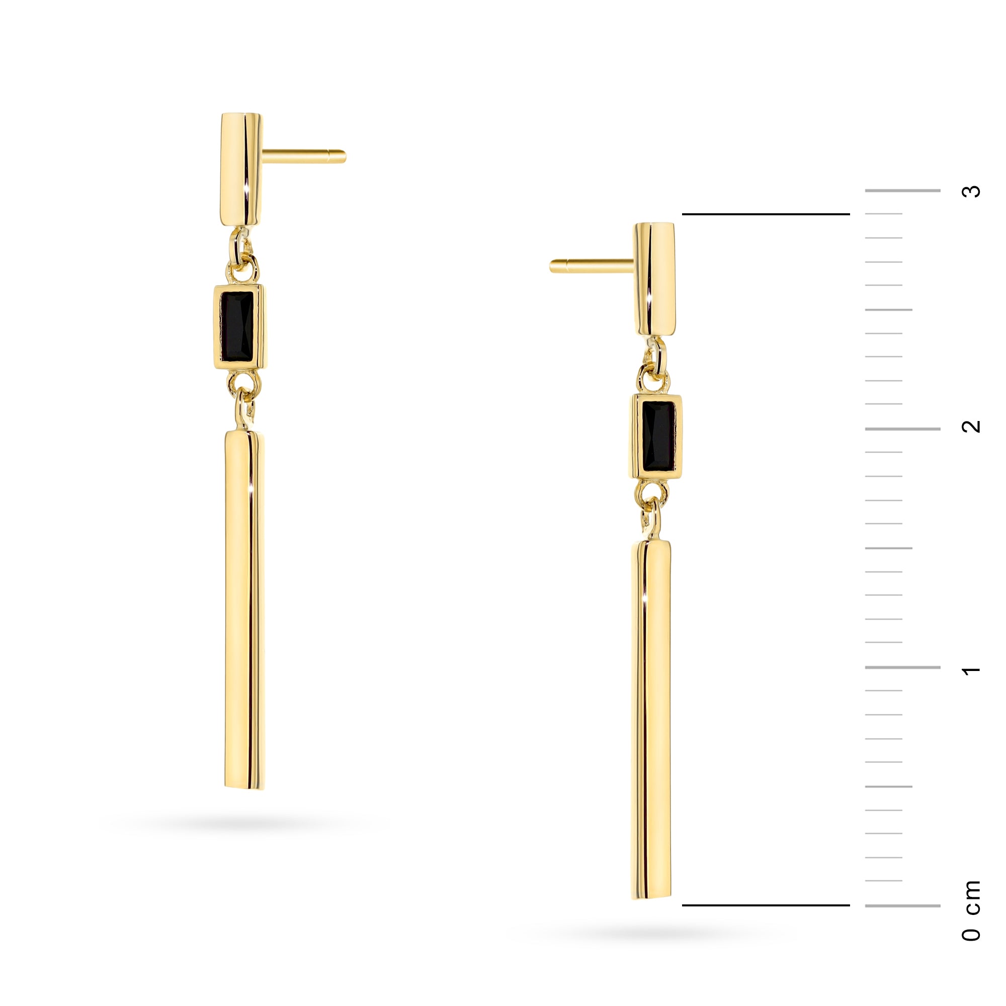 náušnice so zlatými puzetami a čiernym kameňom k-gw-1051-585