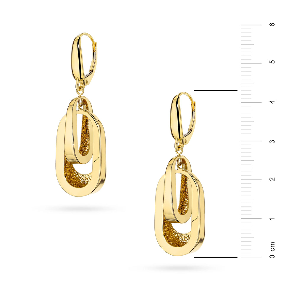 Zlaté dvojité oválne náušnice s anglickým zapínaním