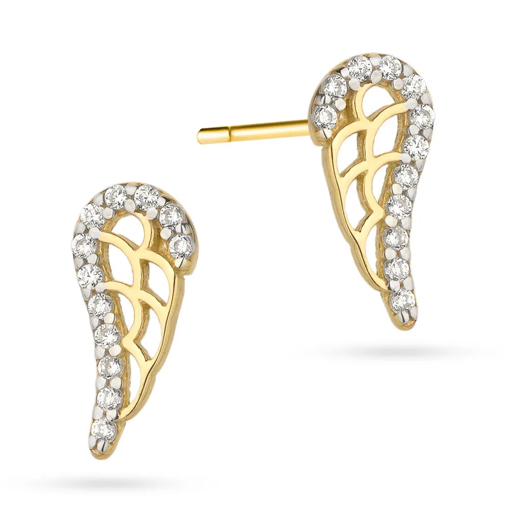 zlaté náušnice na štupeľ so zirkónmi boho k-gw-266-14k-585