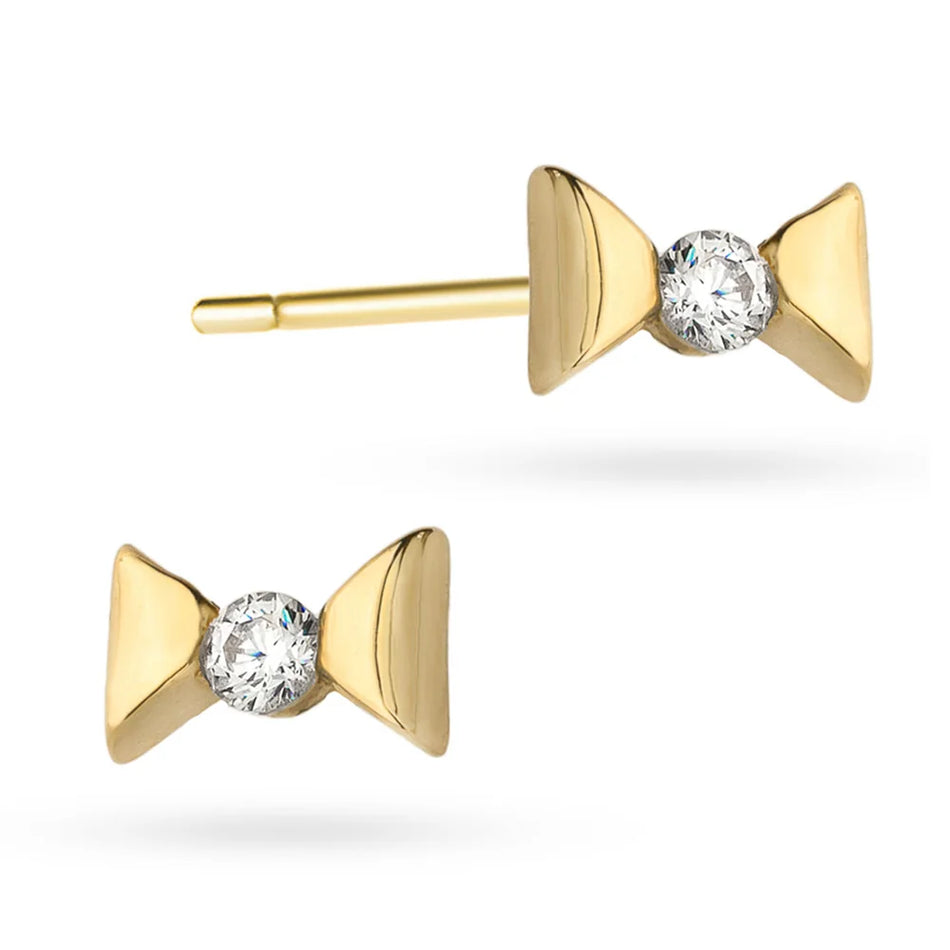 Náušnice zlatý mašlička s kubickou zirkóniou