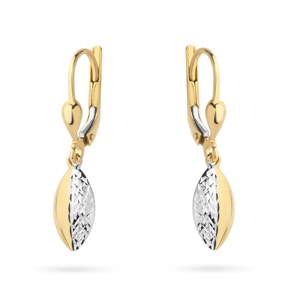 two-color-gold-earrings-with-english-clasp-oval-teardrops-k-gw-509-585