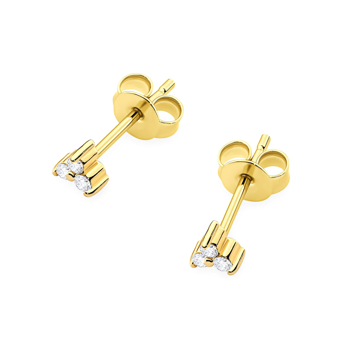 Gold Earrings with 0.086 ct Diamonds | 585 (14k) Gold Stud Earrings