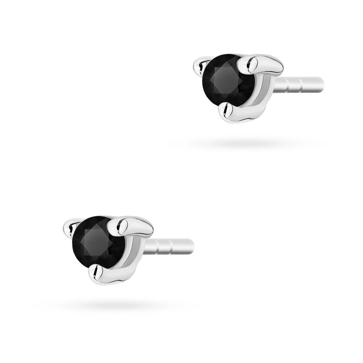 White Gold Earrings with 0.04 ct Black Diamonds | 585 (14k) White Gold Stud Earrings