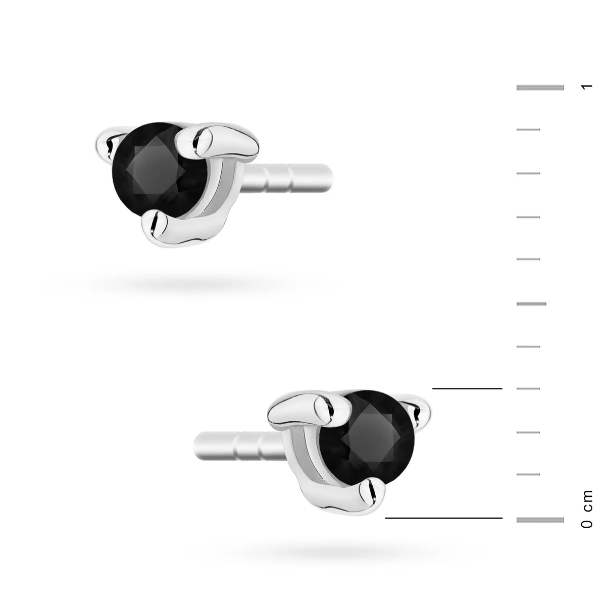 White Gold Earrings with 0.04 ct Black Diamonds | 585 (14k) White Gold Stud Earrings