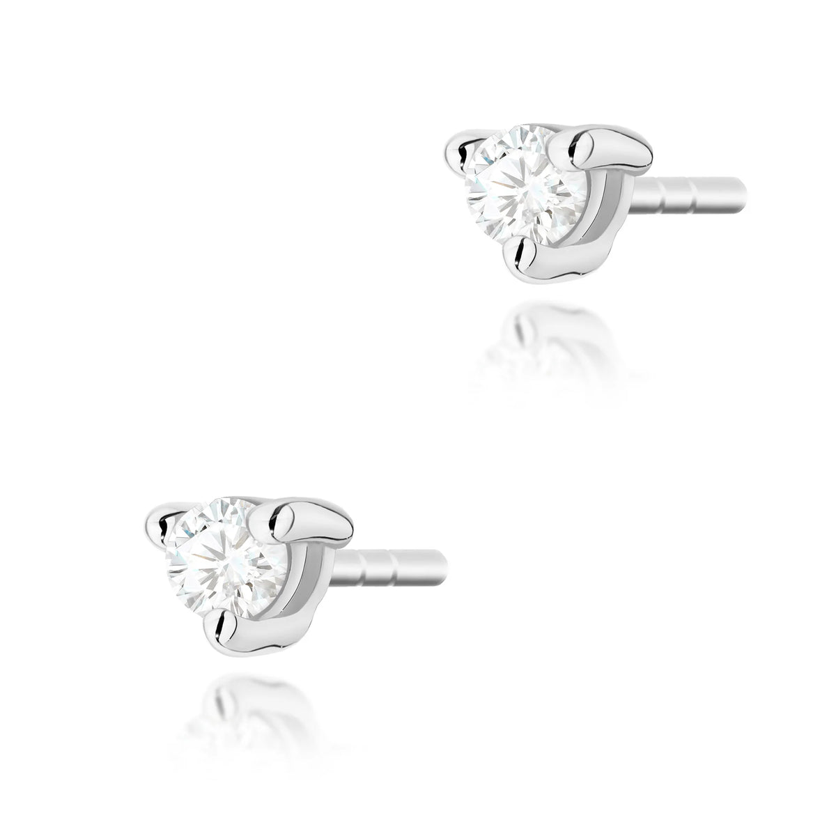 White Gold Earrings with 0.04 ct Diamonds | 585 (14k) White Gold Stud Earrings