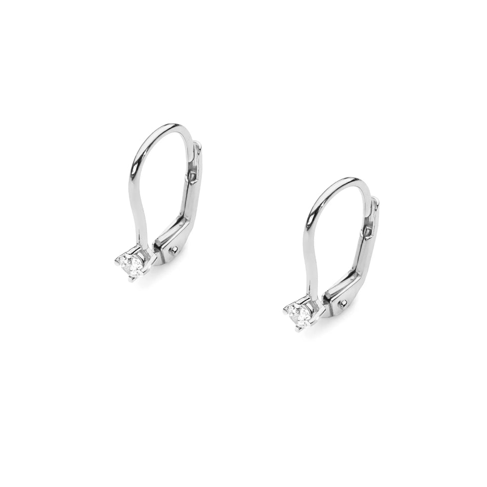 White Gold Earrings with 0.07 ct Diamonds | 585 (14k) White Gold English Clasp Earrings