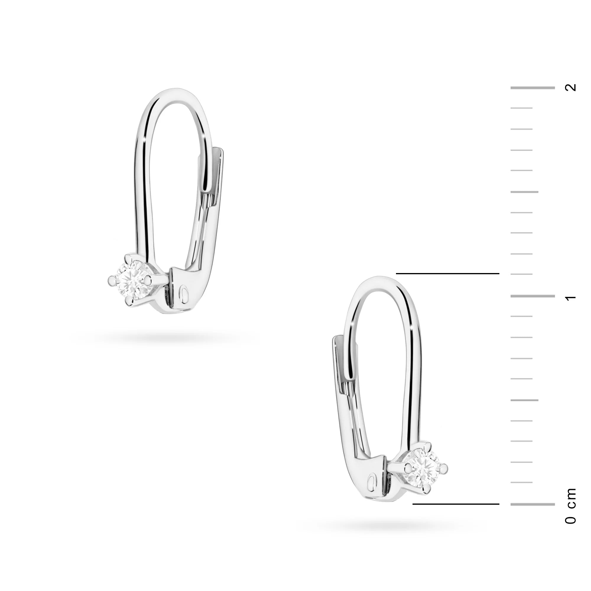 White Gold Earrings with 0.07 ct Diamonds | 585 (14k) White Gold English Clasp Earrings