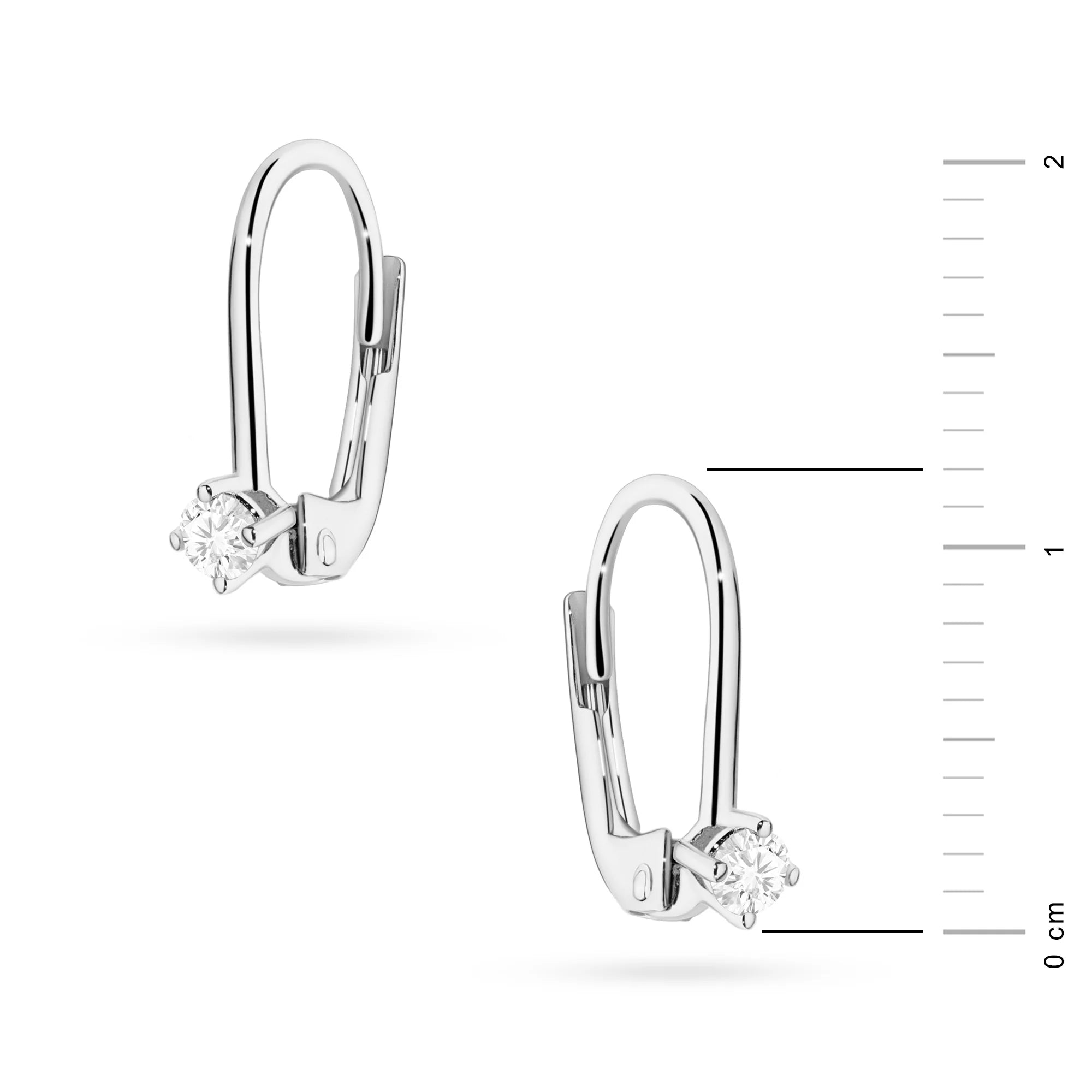 White Gold Earrings with 0.08 ct Diamonds | 585 (14k) White Gold English Clasp Earrings