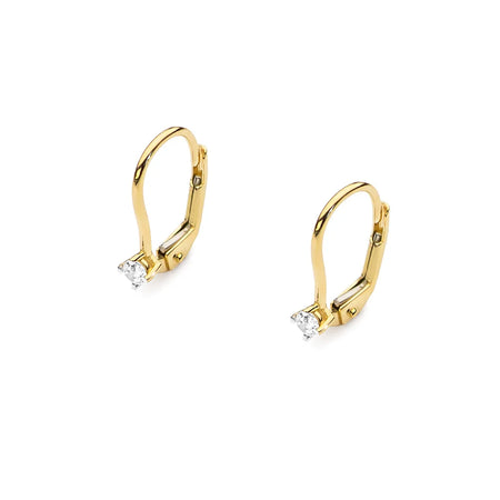 Gold Earrings with 0.07 ct Diamonds | 585 (14k) Gold English Clasp Earrings