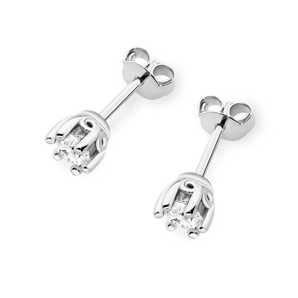 White Gold Earrings with 0.40 ct Diamonds | 585 (14k) White Gold Stud Earrings
