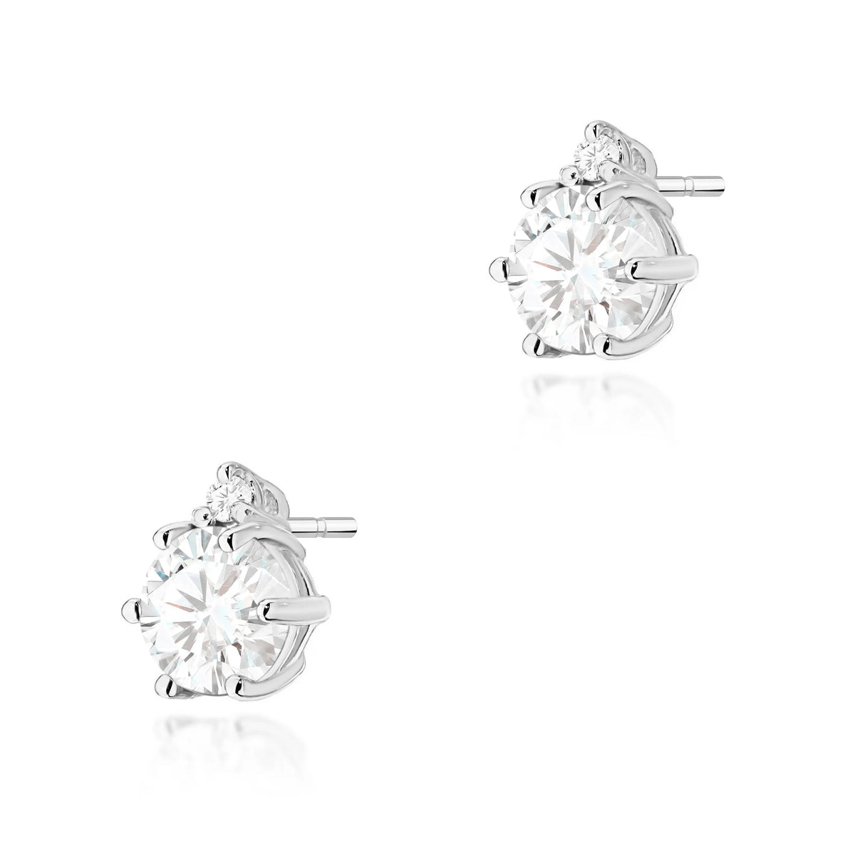 White Gold Earrings with 0.50 ct and 0.029 ct Lab-Grown Diamonds | 585 (14k) White Gold Stud Earrings