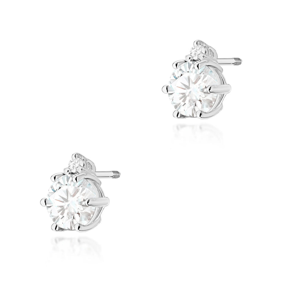 Zlaté náušnice s bielymi zafírmi 0,60 ct a diamantmi 0,029 ct