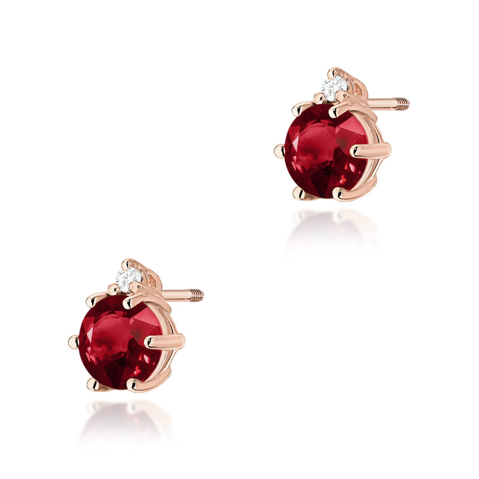 Gold Earrings with 0.60ct Garnets and 0.029ct Diamonds