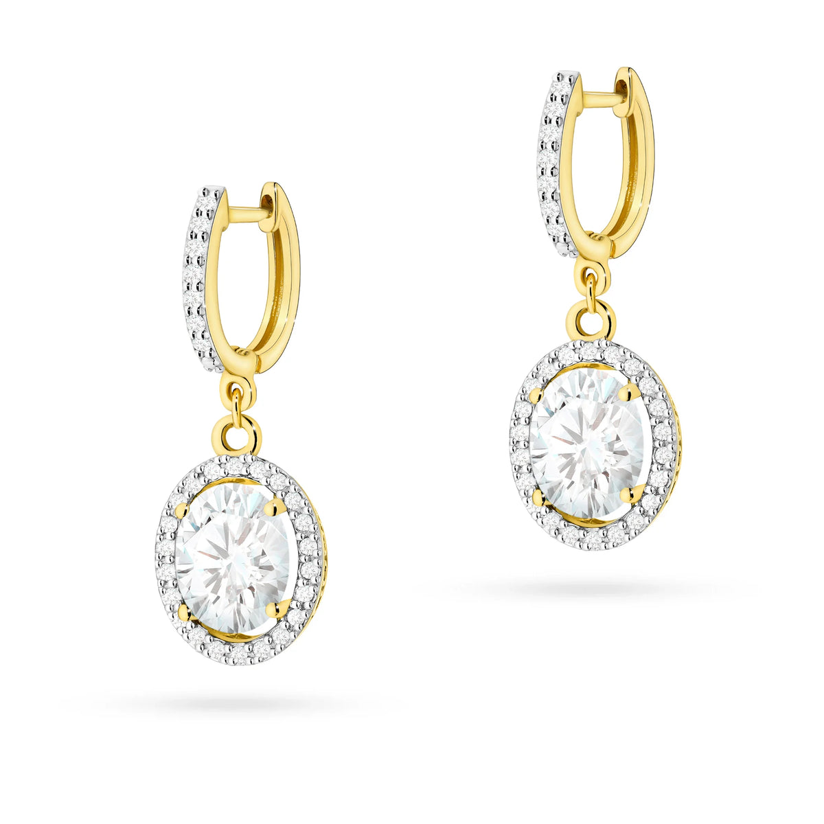 Gold Earrings with 2 x 1.90 ct and 0.005 ct Lab-Grown Diamonds | 585 (14k) Gold English Clasp Earrings