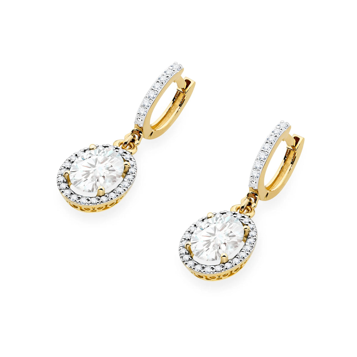 Gold Earrings with 2 x 1.90 ct and 0.005 ct Lab-Grown Diamonds | 585 (14k) Gold English Clasp Earrings