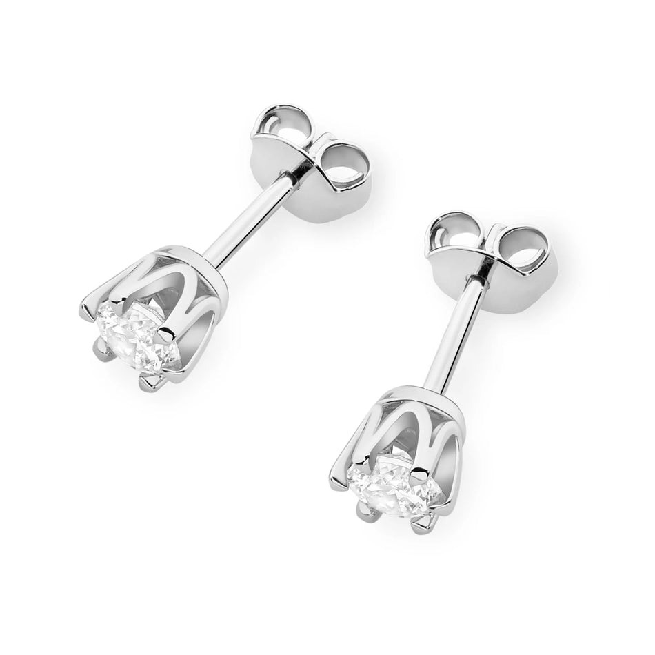 White Gold Earrings with 0.25 ct Diamonds | 585 (14k) White Gold Stud Earrings