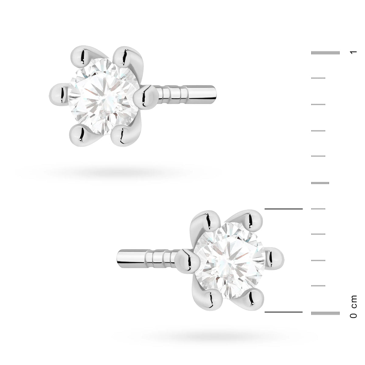 White Gold Earrings with 0.08 ct Diamonds | 585 (14k) White Gold Stud Earrings