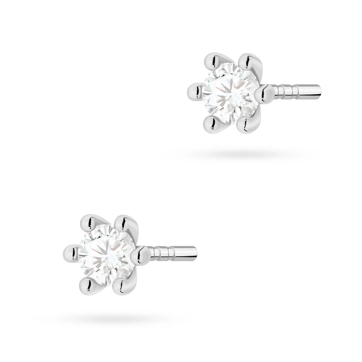 White Gold Earrings with 0.10 ct Diamonds | 585 (14k) White Gold Stud Earrings