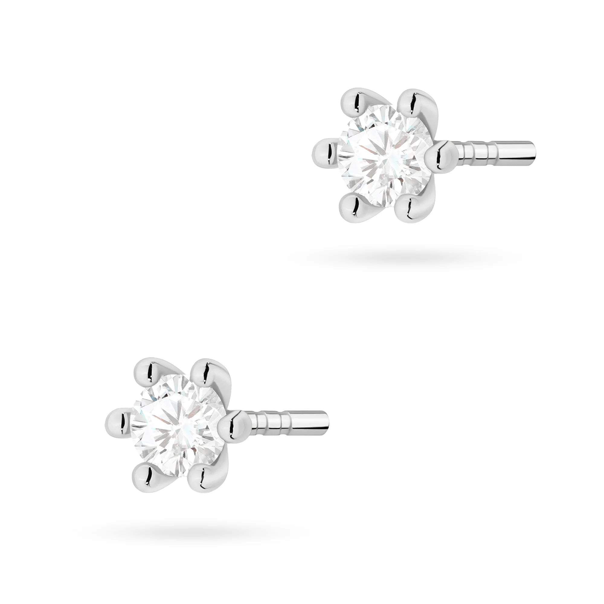 White Gold Earrings with 0.10 ct Diamonds | 585 (14k) White Gold Stud Earrings
