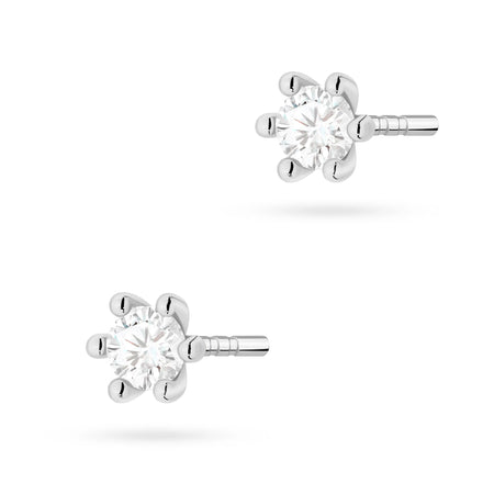 White Gold Earrings with 0.10 ct Diamonds | 585 (14k) White Gold Stud Earrings