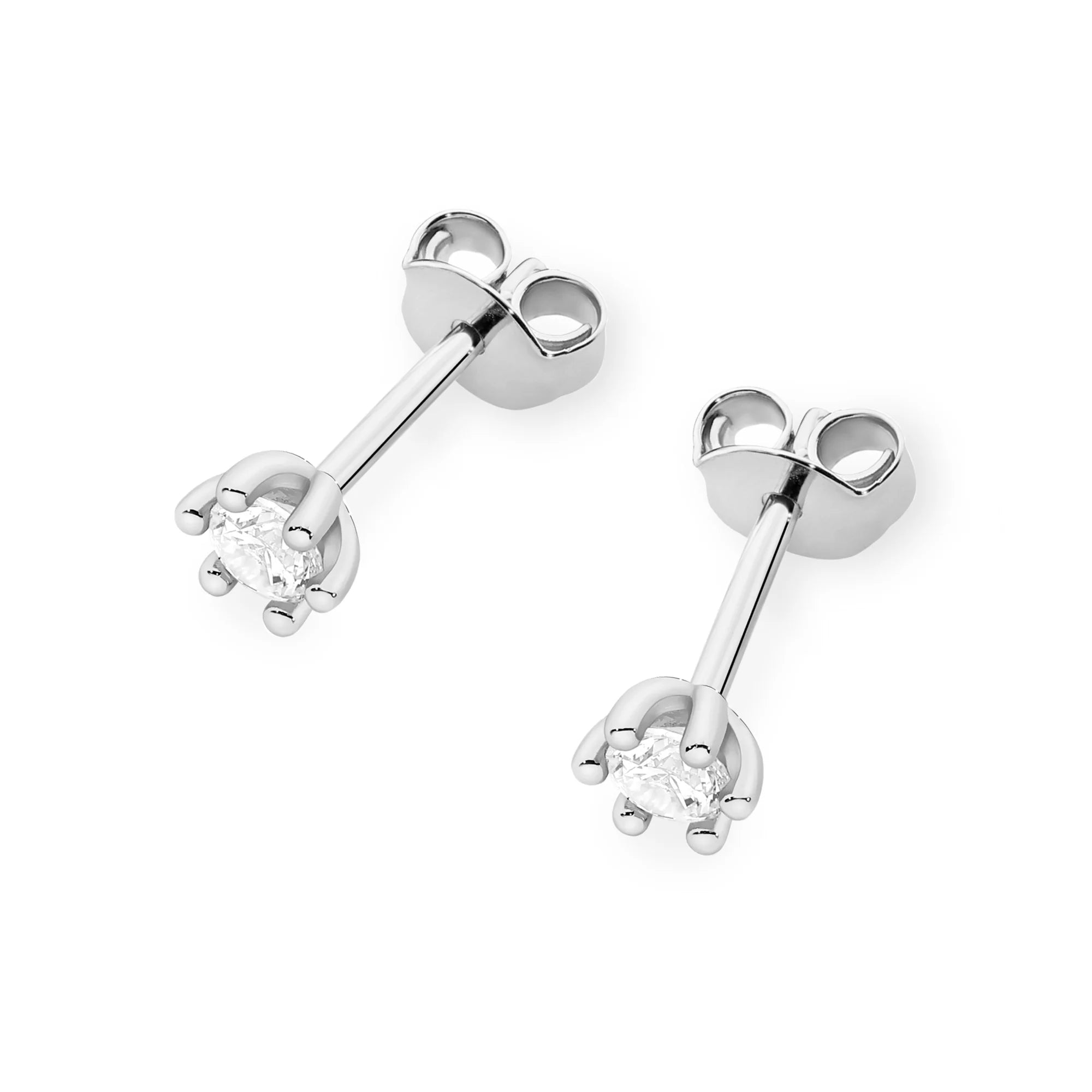 White Gold Earrings with 0.10 ct Diamonds | 585 (14k) White Gold Stud Earrings