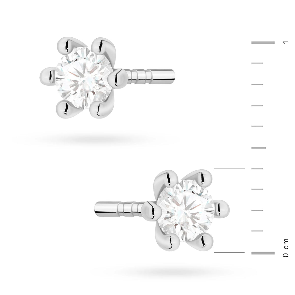 White Gold Earrings with 0.10 ct Diamonds | 585 (14k) White Gold Stud Earrings