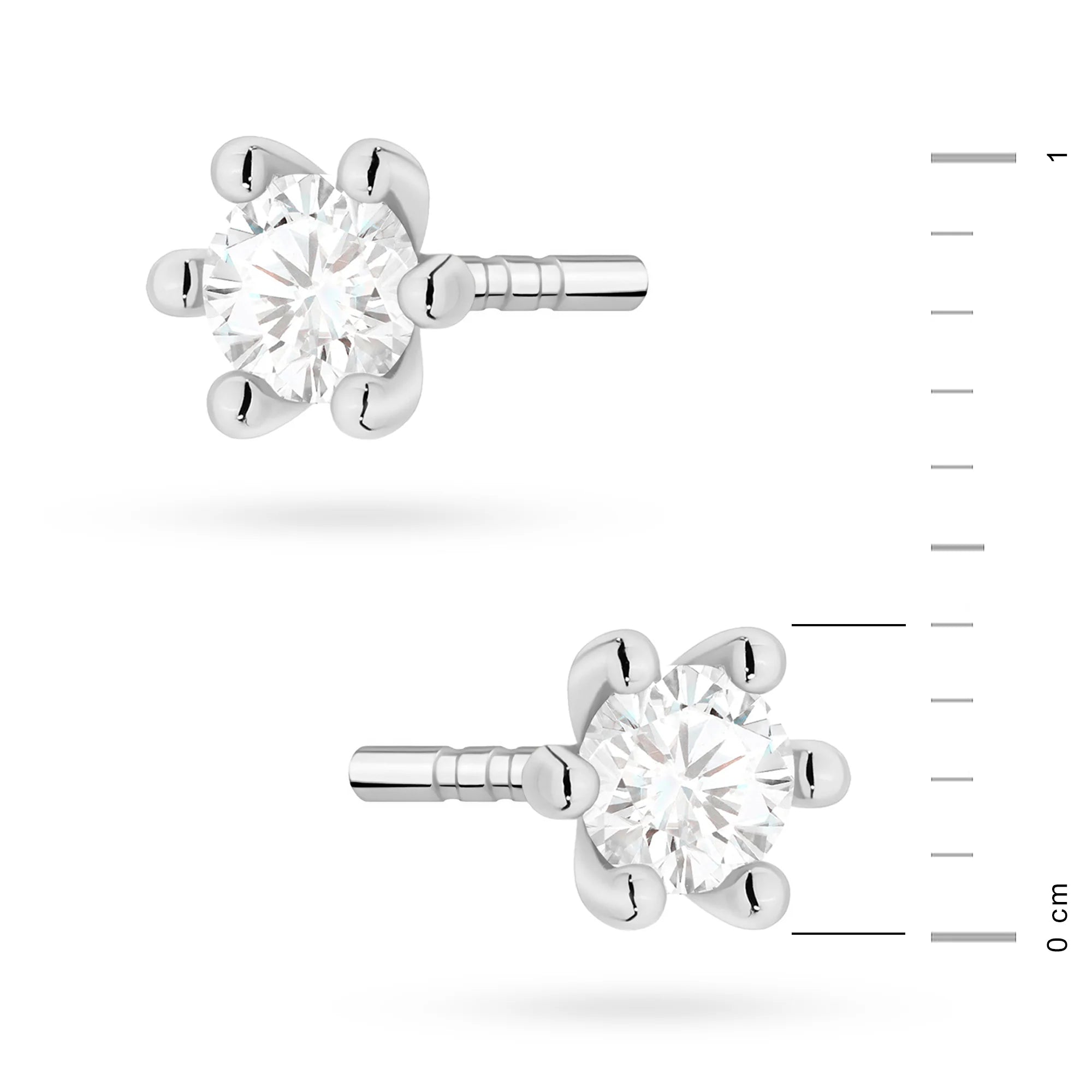 White Gold Earrings with 0.10 ct Diamonds | 585 (14k) White Gold Stud Earrings