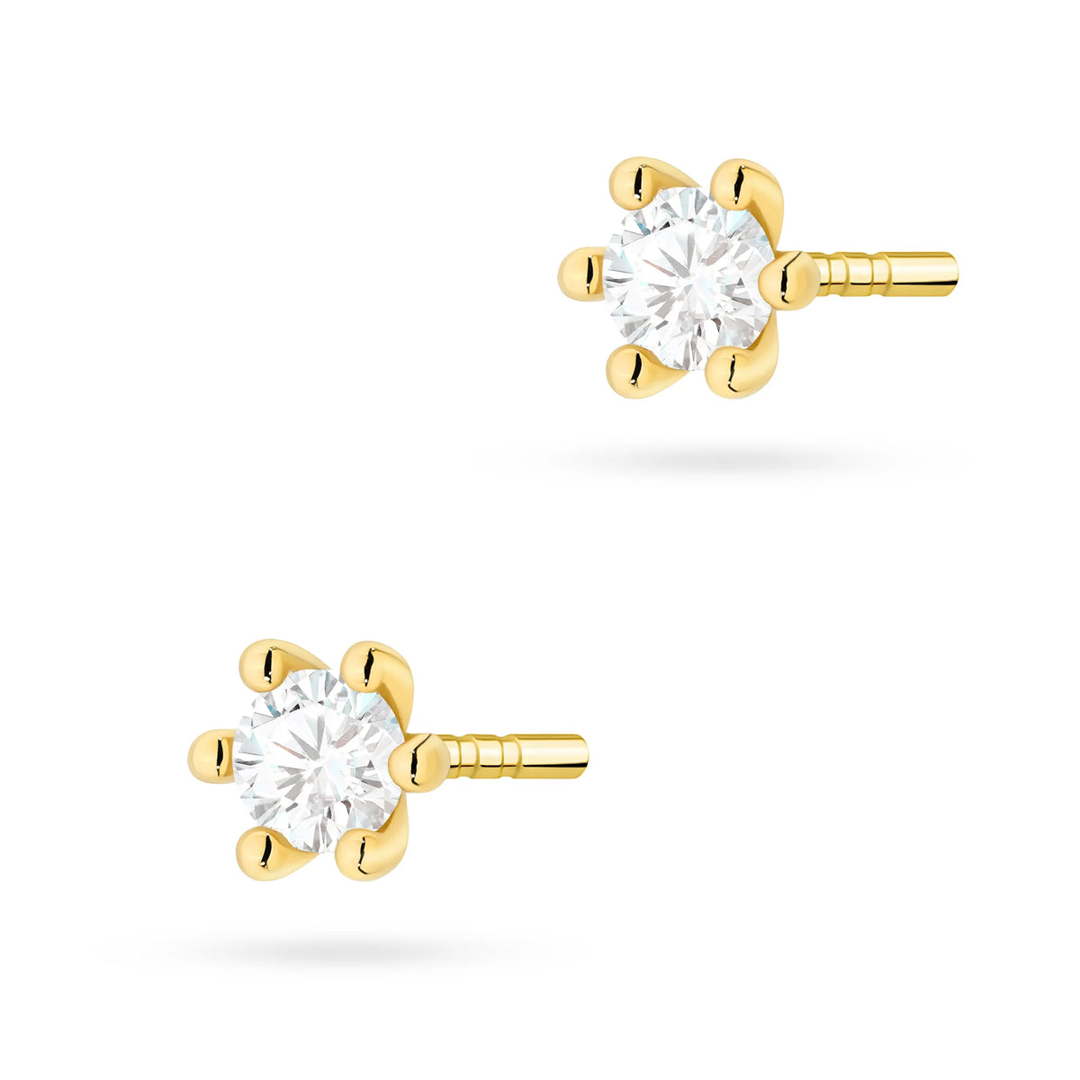 Gold Earrings with 0.10 ct Diamonds | 585 (14k) Gold Stud Earrings