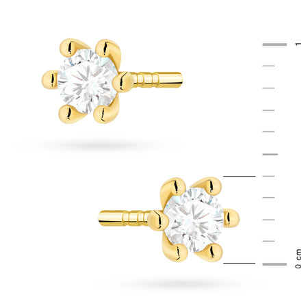 Gold Earrings with 0.10 ct Diamonds | 585 (14k) Gold Stud Earrings