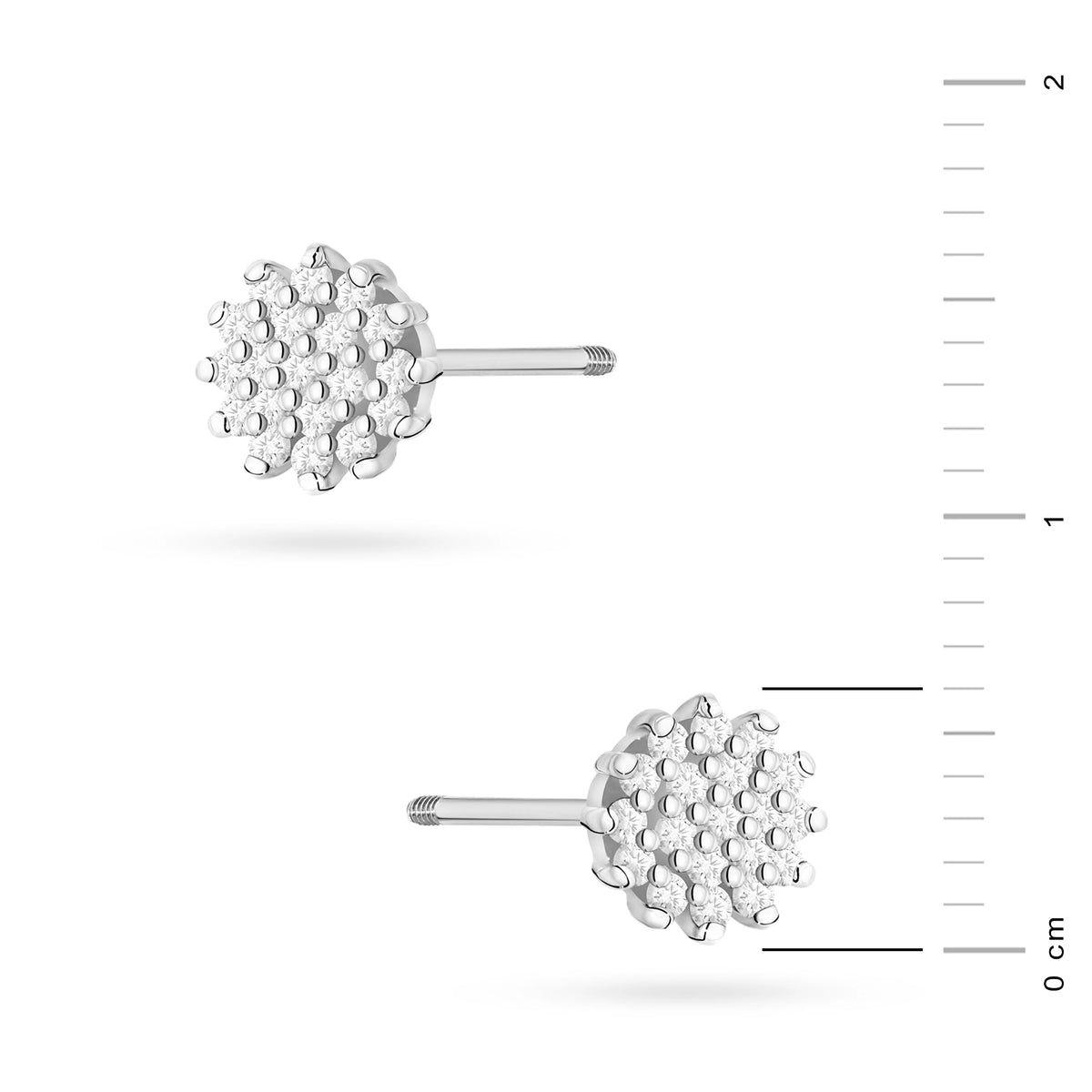 White Gold Earrings with 0.19 ct Diamonds | 585 (14k) White Gold Screw Back Stud Earrings