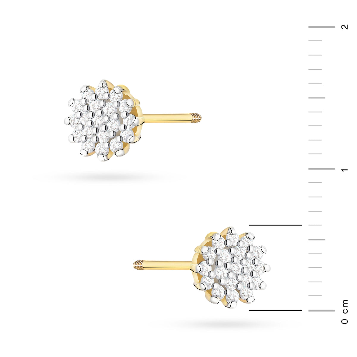 Gold Earrings with 0.19 ct Diamonds | 585 (14k) Gold Screw Back Stud Earrings