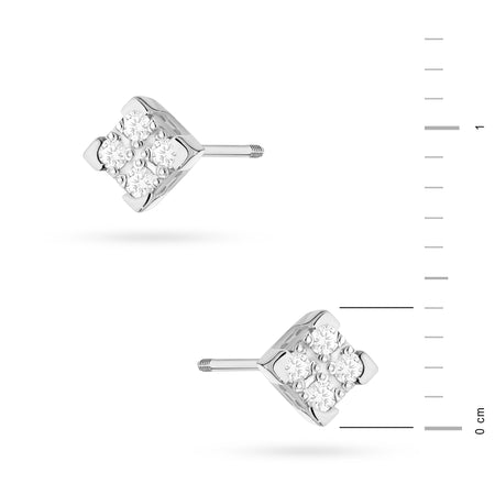 White Gold Earrings with 0.16 ct Diamonds | 585 (14k) White Gold Screw Back Stud Earrings