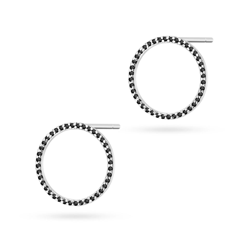 White Gold Earrings with 0.40 ct Black Diamonds | 585 (14k) White Gold Stud Earrings