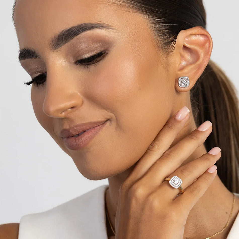 White Gold Earrings with 0.30 ct and 0.40 ct Diamonds | 585 (14k) White Gold Screw Back Stud Earrings
