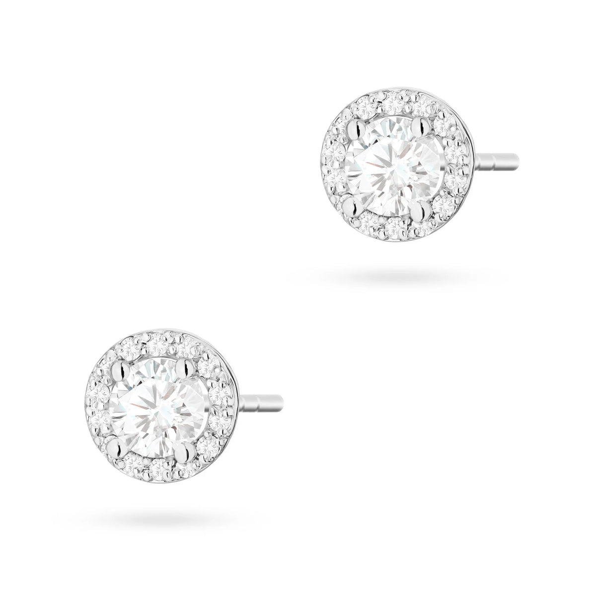 White Gold Earrings with 0.40 ct and 0.241 ct Diamonds | 585 (14k) White Gold Stud Earrings