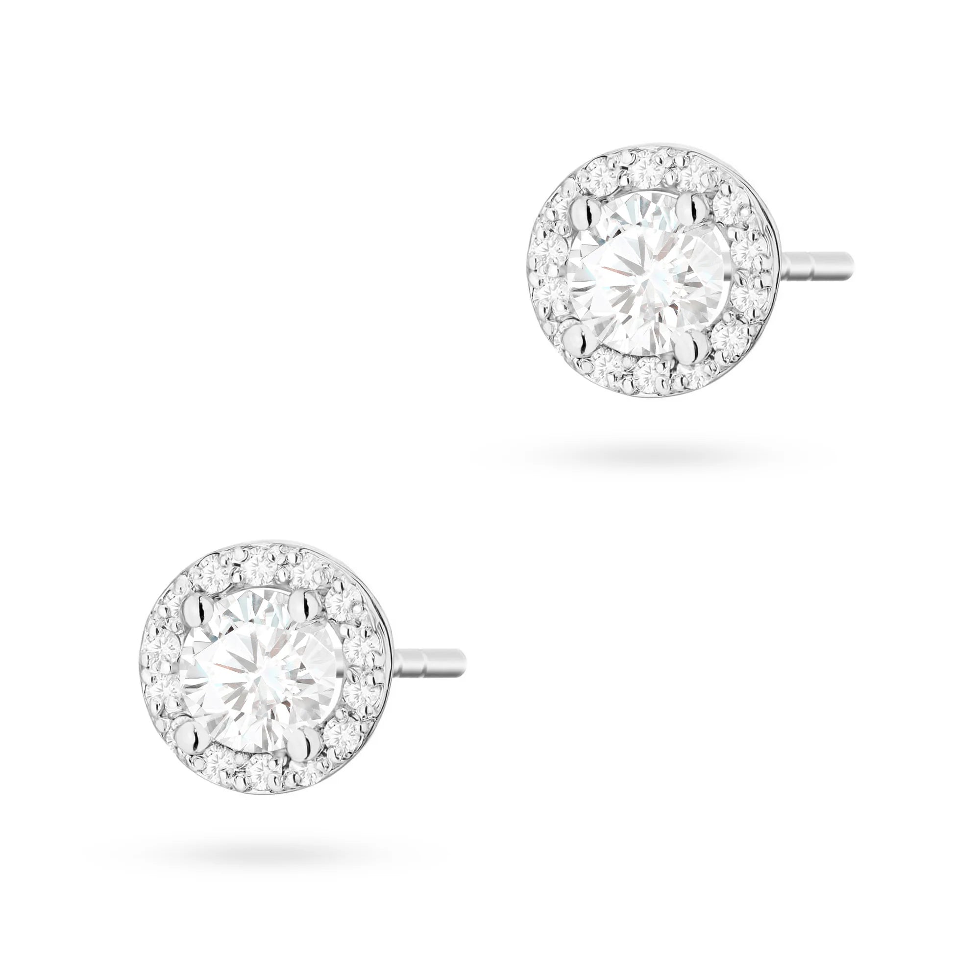 White Gold Earrings with 0.40 ct and 0.241 ct Diamonds | 585 (14k) White Gold Stud Earrings