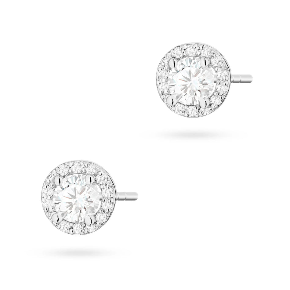 Gold Earrings with 2 x 0.50ct and 0.0086ct Lab-diamonds