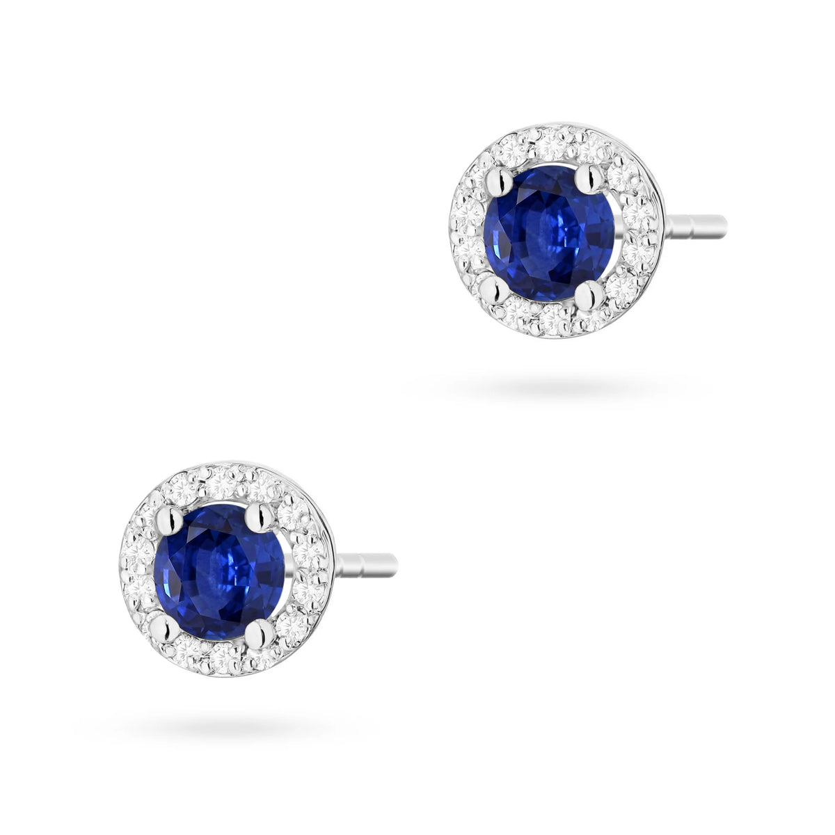 White Gold Earrings with 0.50 ct Sapphires and 0.241 ct Diamonds | 585 (14k) White Gold Stud Earrings
