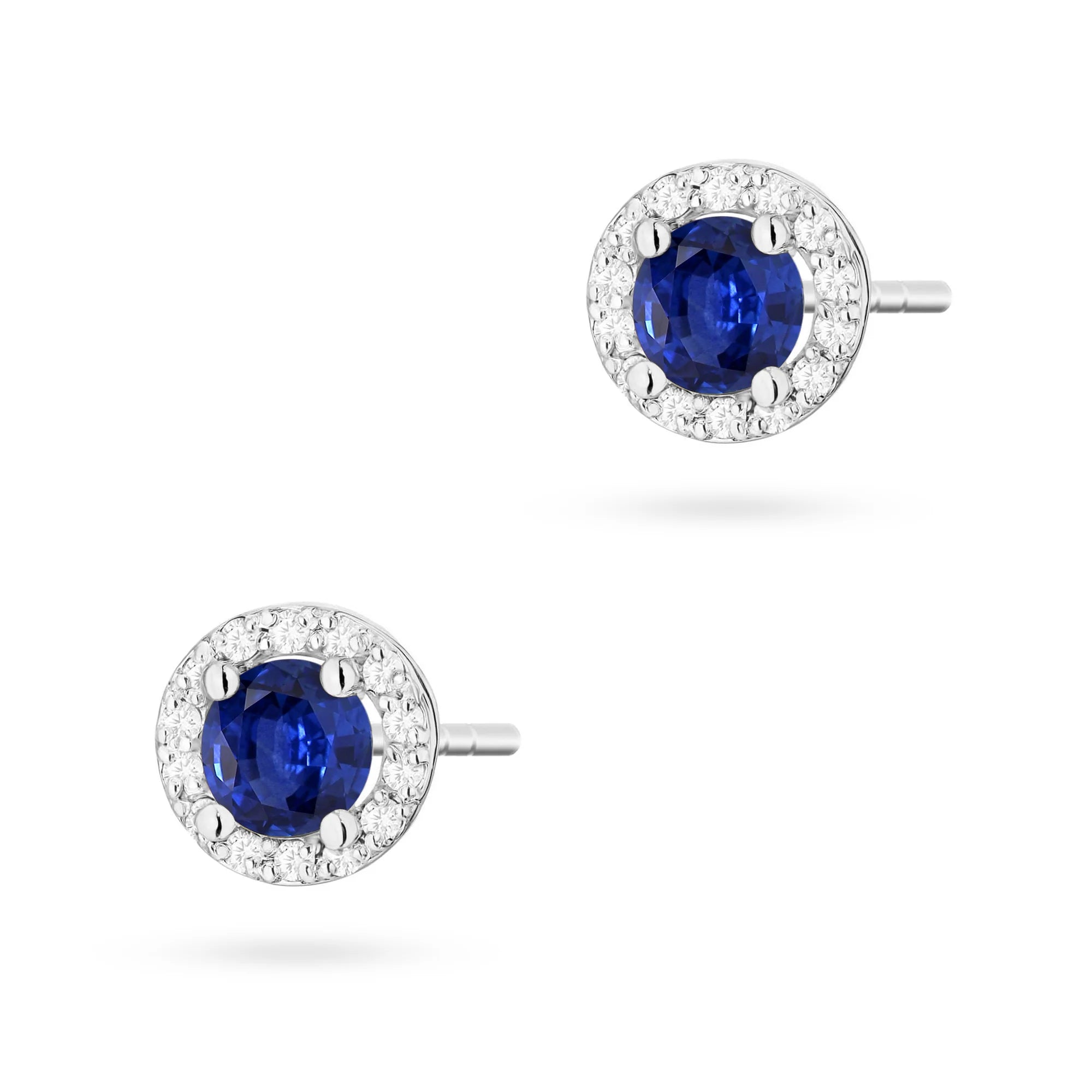White Gold Earrings with 0.50 ct Sapphires and 0.241 ct Diamonds | 585 (14k) White Gold Stud Earrings