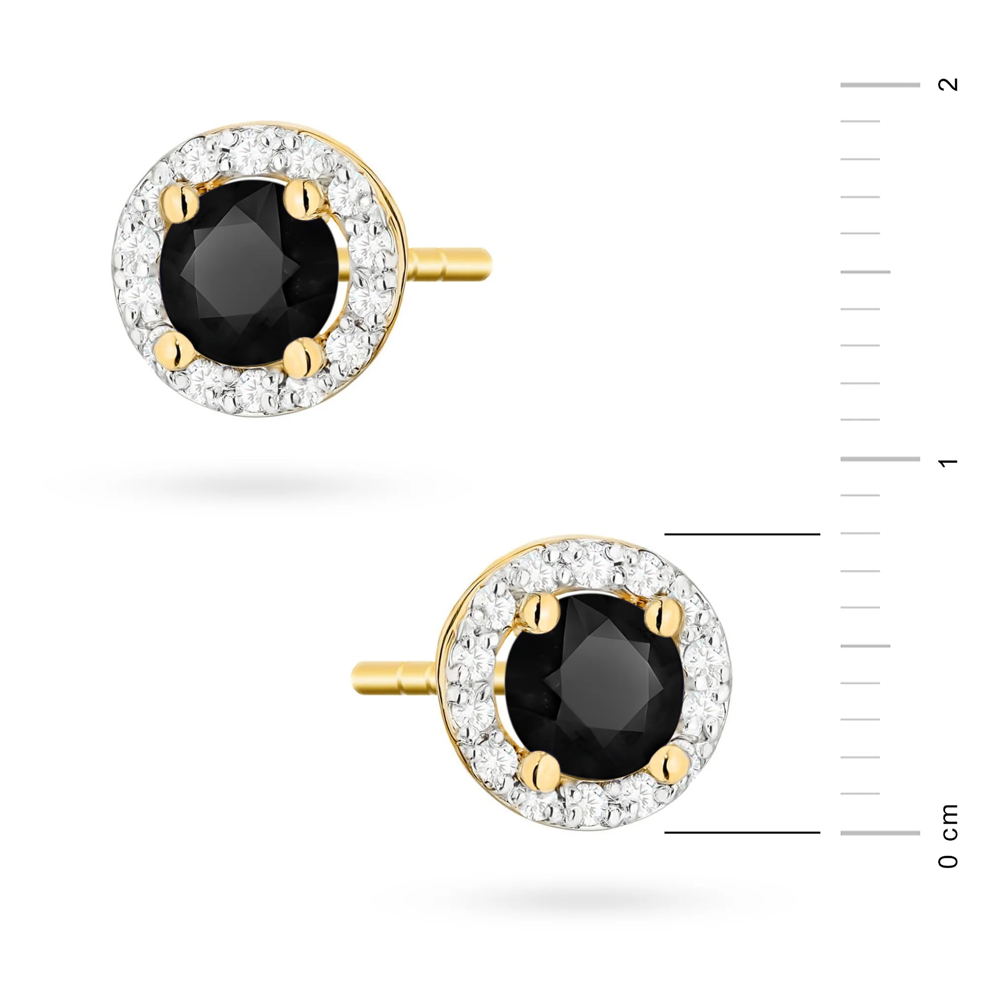 Gold Earrings with 0.50 ct Black Diamonds and 0.241 ct Diamonds | 585 (14k) Gold Stud Earrings