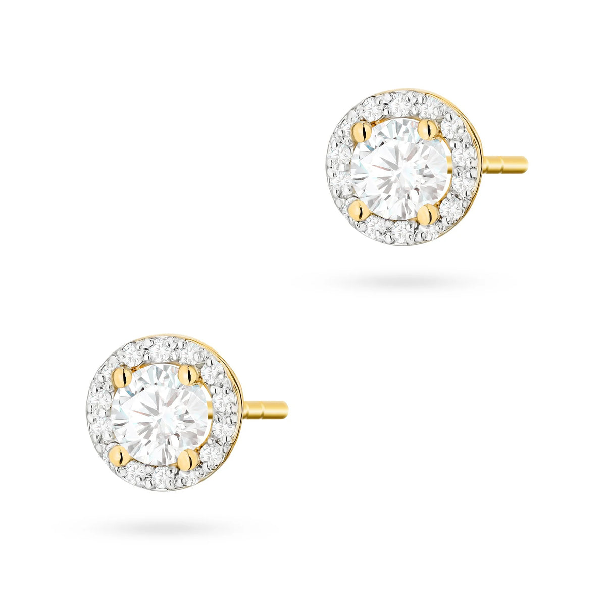 Gold Earrings with 0.40 ct and 0.241 ct Diamonds | 585 (14k) Gold Stud Earrings