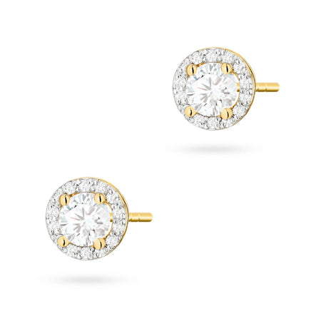 Gold Earrings with 0.40 ct and 0.241 ct Diamonds | 585 (14k) Gold Stud Earrings