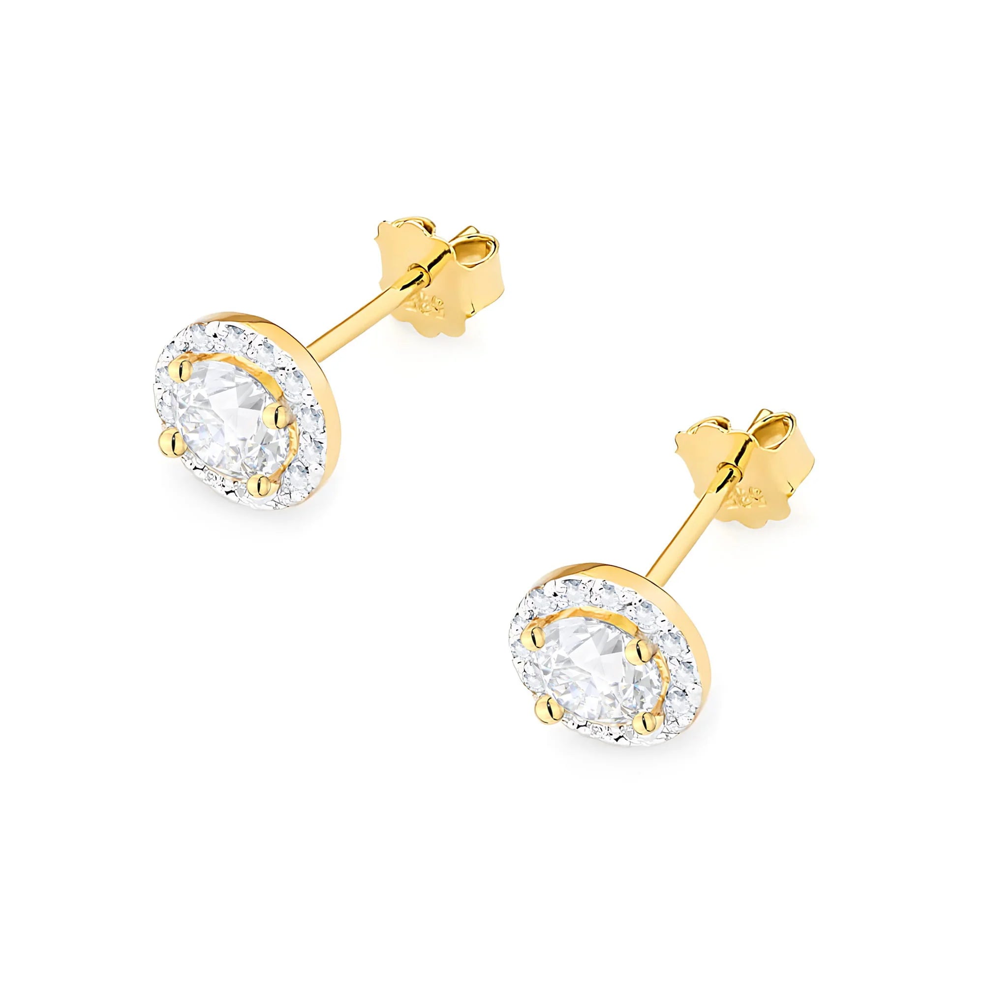 Gold Earrings with 0.40 ct and 0.241 ct Diamonds | 585 (14k) Gold Stud Earrings