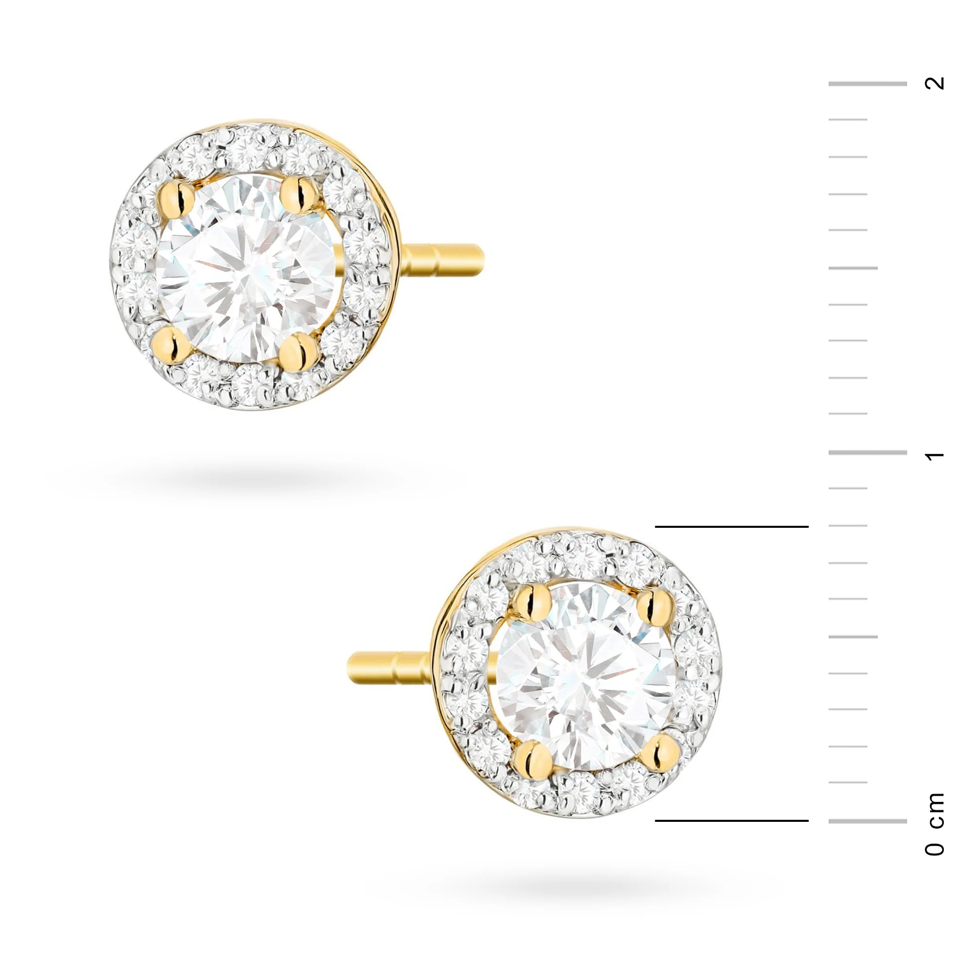 Gold Earrings with 0.40 ct and 0.241 ct Diamonds | 585 (14k) Gold Stud Earrings