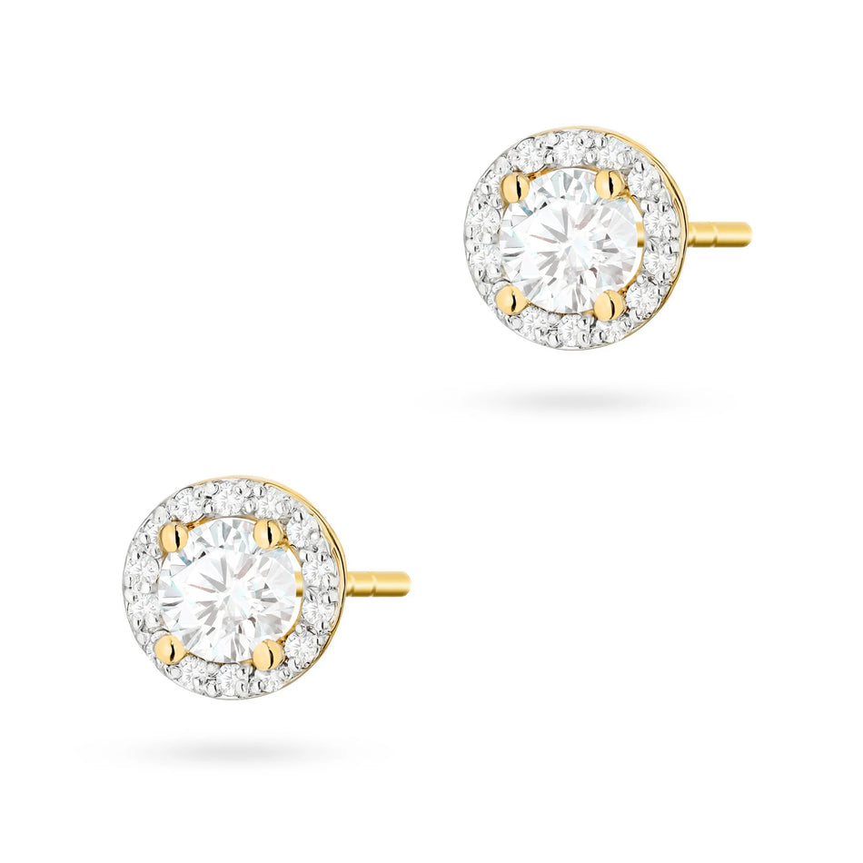 Gold Earrings with 2 x 0.50ct and 0.0086ct Lab-diamonds