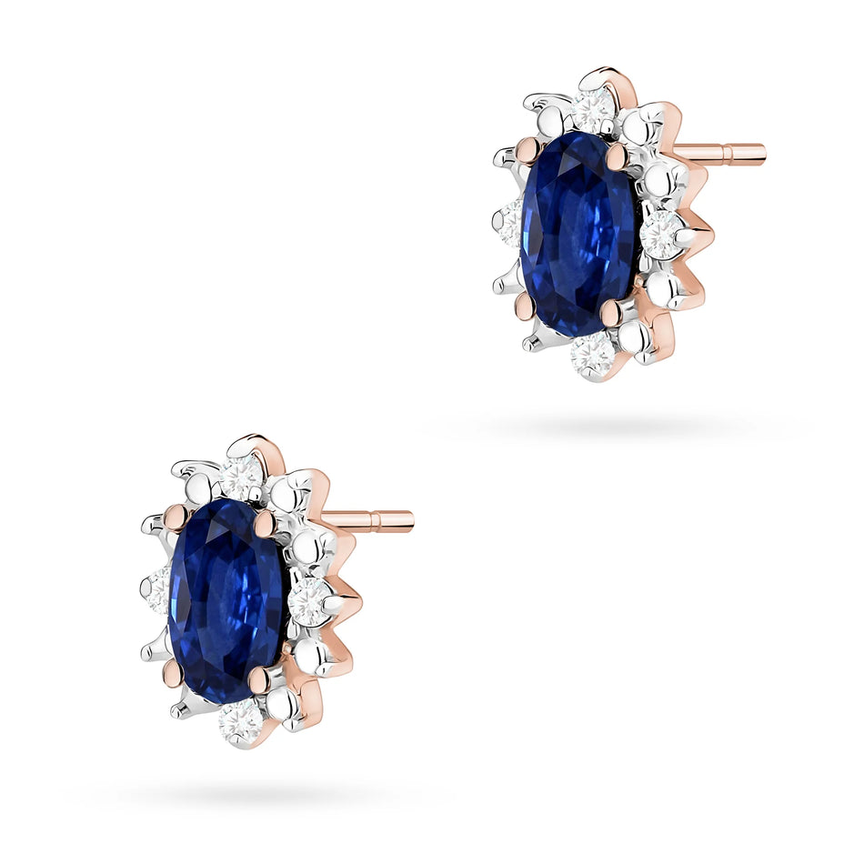 Gold Earrings with 0.30ct Sapphires and 0.04ct Diamonds