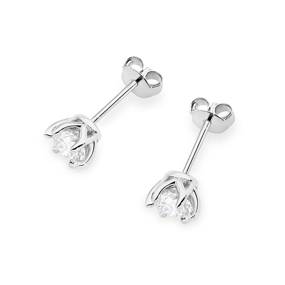 White Gold Earrings with 2 x 0.70 ct Diamonds | 585 (14k) White Gold Stud Earrings